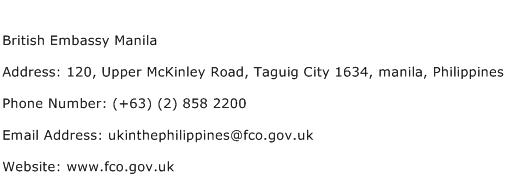 British Embassy Manila Address Contact Number