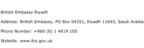 British Embassy Riyadh Address Contact Number