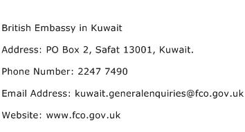 British Embassy in Kuwait Address Contact Number