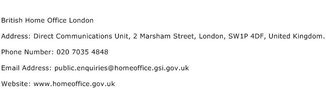 British Home Office London Address Contact Number