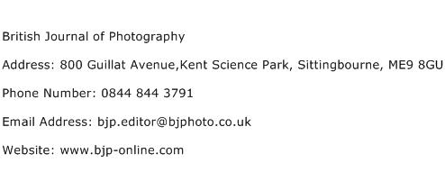 British Journal of Photography Address Contact Number