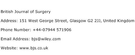 British Journal of Surgery Address Contact Number