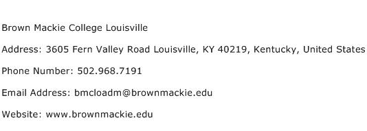 Brown Mackie College Louisville Address Contact Number