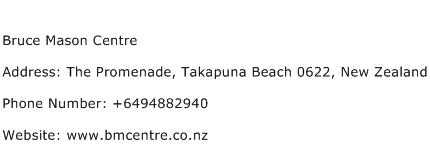 Bruce Mason Centre Address Contact Number
