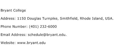 Bryant College Address Contact Number