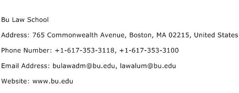 Bu Law School Address Contact Number