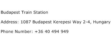 Budapest Train Station Address Contact Number