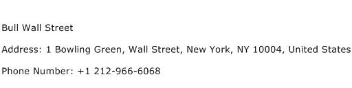 Bull Wall Street Address Contact Number