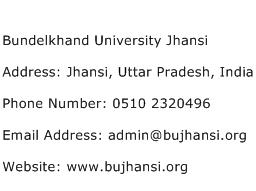 Bundelkhand University Jhansi Address Contact Number