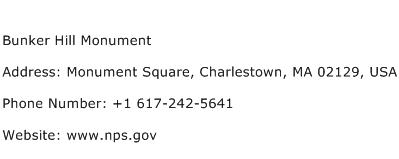 Bunker Hill Monument Address Contact Number