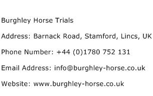 Burghley Horse Trials Address Contact Number