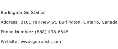 Burlington Go Station Address Contact Number