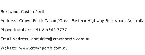 Burswood Casino Perth Address Contact Number