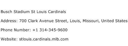 Busch Stadium St Louis Cardinals Address Contact Number