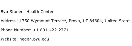 Byu Student Health Center Address Contact Number