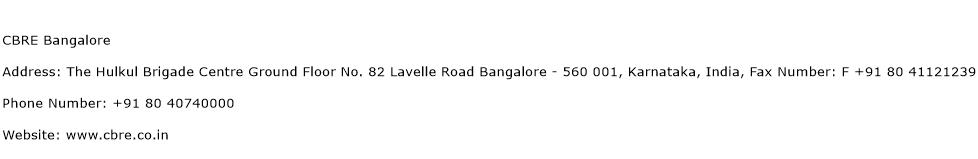 CBRE Bangalore Address Contact Number