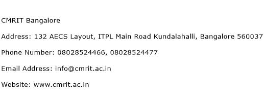 CMRIT Bangalore Address Contact Number