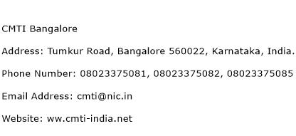 CMTI Bangalore Address Contact Number