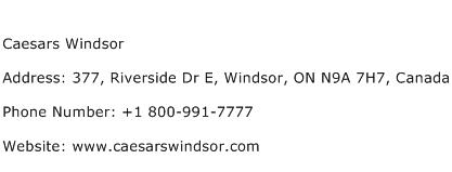 Caesars Windsor Address Contact Number