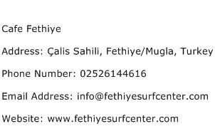 Cafe Fethiye Address Contact Number