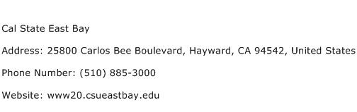 Cal State East Bay Address Contact Number
