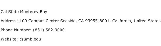 Cal State Monterey Bay Address Contact Number