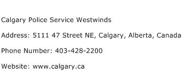 Calgary Police Service Westwinds Address Contact Number