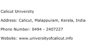Calicut University Address Contact Number