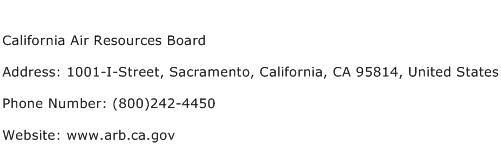 California Air Resources Board Address Contact Number