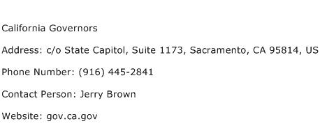 California Governors Address Contact Number