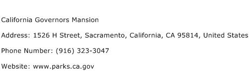 California Governors Mansion Address Contact Number