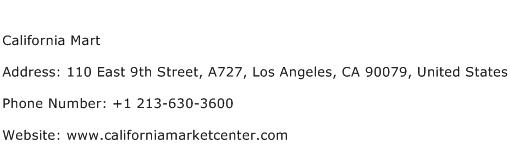 California Mart Address Contact Number