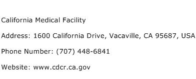 California Medical Facility Address Contact Number