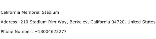 California Memorial Stadium Address Contact Number