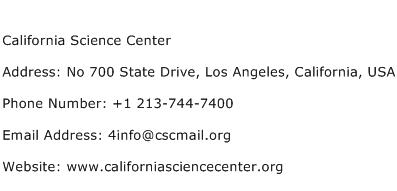 California Science Center Address Contact Number