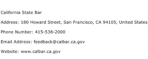 California State Bar Address Contact Number
