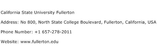 California State University Fullerton Address Contact Number