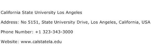 California State University Los Angeles Address Contact Number