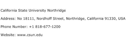 California State University Northridge Address Contact Number