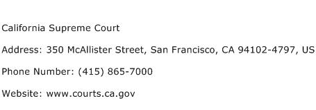 California Supreme Court Address Contact Number