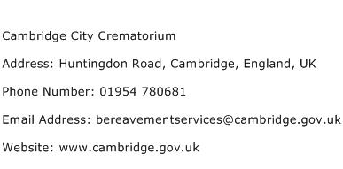 Cambridge City Crematorium Address Contact Number