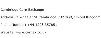 Cambridge Corn Exchange Address Contact Number