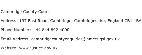 Cambridge County Court Address Contact Number