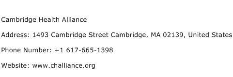 Cambridge Health Alliance Address Contact Number