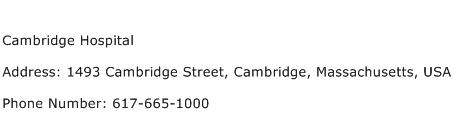 Cambridge Hospital Address Contact Number