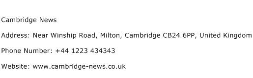 Cambridge News Address Contact Number