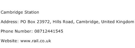 Cambridge Station Address Contact Number