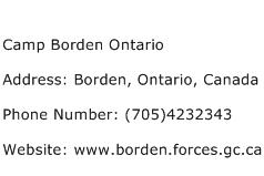 Camp Borden Ontario Address Contact Number