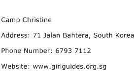 Camp Christine Address Contact Number
