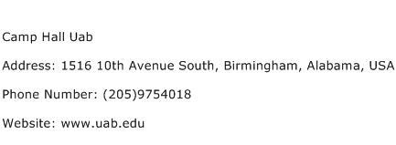 Camp Hall Uab Address Contact Number